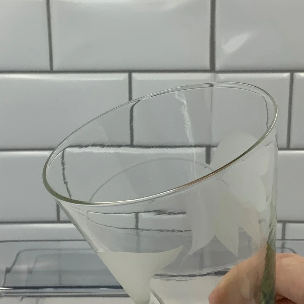 Vintage Etched Leaf Conical Footed Glass Clear 8in